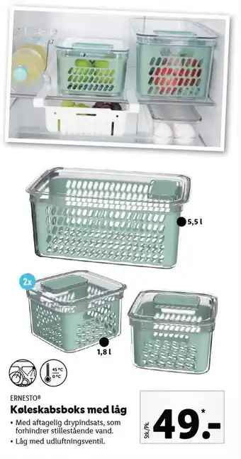 Lidl Køleskabsboks m. låg tilbud