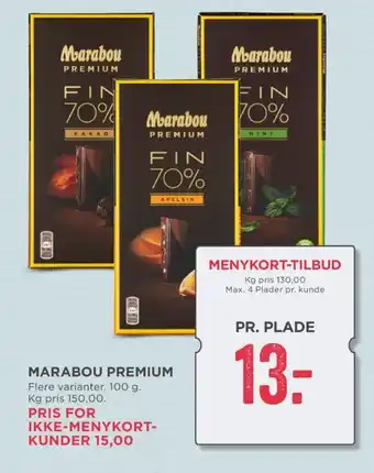 MENY Marabou premium chokoladeplade fin 70% kakao tilbud