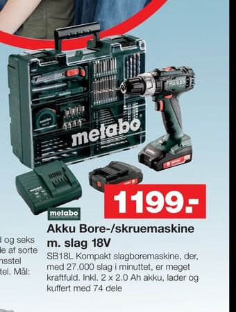 Bauhaus Akku Bore-/skruemaskine m. slag 18V tilbud