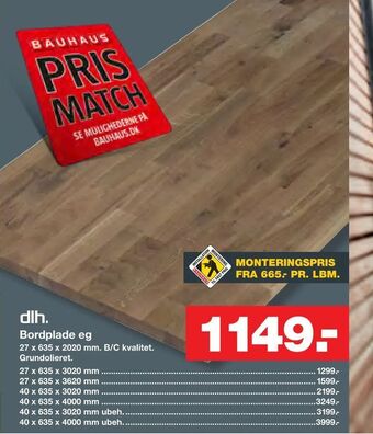Bauhaus Bordplade eg tilbud