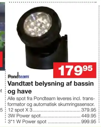 Vandtæt belysning af bassin og have