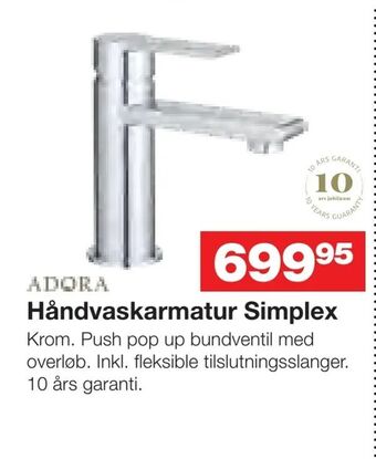 Håndvaskarmatur Simplex