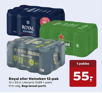 Dagli'Brugsen Royal eller Heineken 12-pak tilbud