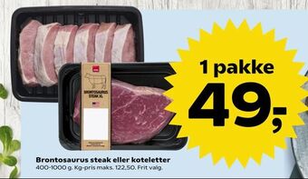Dagli'Brugsen Brontosaurus steak eller koteletter tilbud
