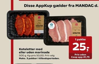 Koteletter med eller uden marinade