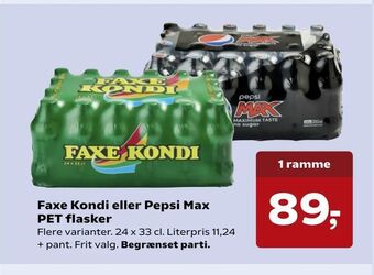 Dagli'Brugsen Faxe Kondi eller Pepsi Max PET flasker tilbud