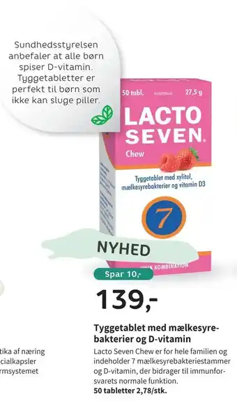 Helsam Tyggetablet med mælkesyre bakterier og D-vitamin tilbud