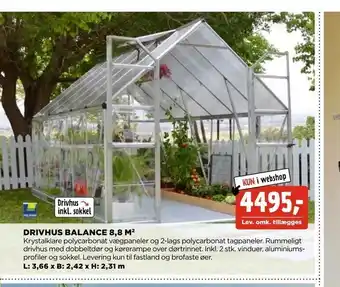 jem & fix Drivhus balance 8,8 m 2 tilbud