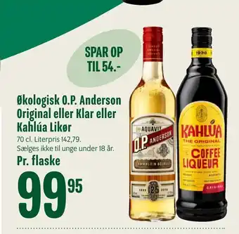 Min Købmand Økologisk O.P. Anderson Original eller Klar eller Kahlúa Likør tilbud