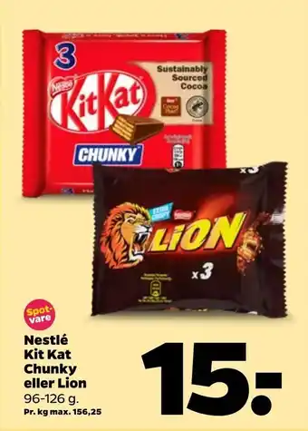 Netto Nestlé Kit Kat Chunky eller Lion tilbud