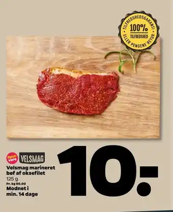 Netto Velsmag marineret bøf af oksefilet Modnet i tilbud
