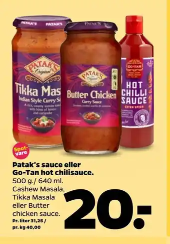 Netto Patak's sauce eller Go-Tan hot chilisauce tilbud