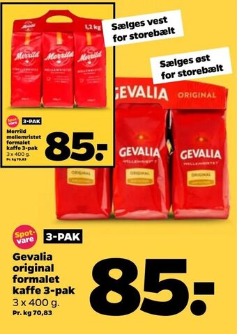 Netto Gevalia original formalet kaffe 3-pak tilbud