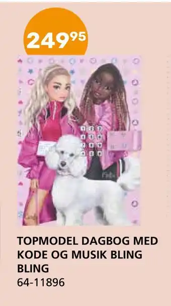 Topmodel dagbog med kode og musik bling bling