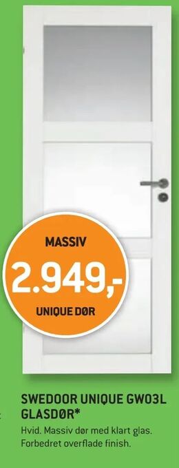 Swedoor unique gw03l glasdør