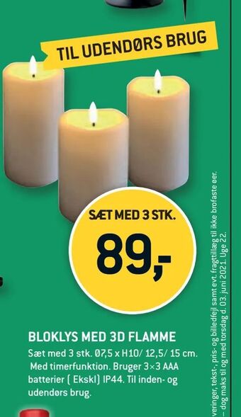 XL-BYG Bloklys med 3d flamme tilbud