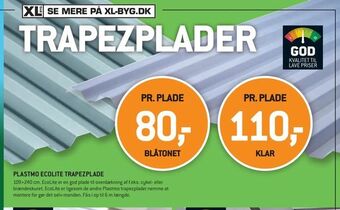 XL-BYG PLASTMO ECOLITE TRAPEZPLADE tilbud