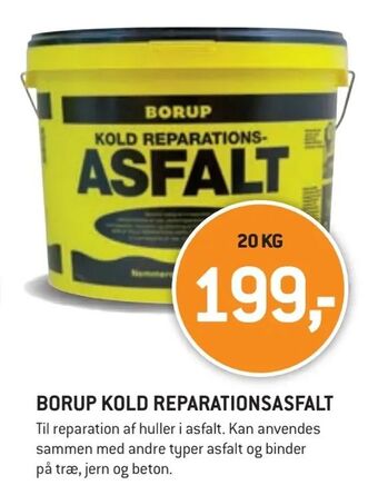 XL-BYG Borup kold reparationsasfalt tilbud