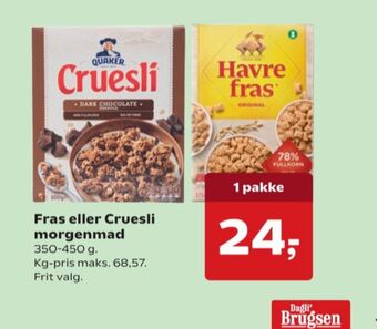 Dagli'Brugsen Quaker cruesli tilbud