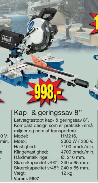 Harald Nyborg Scheppach kap- og geringssav tilbud