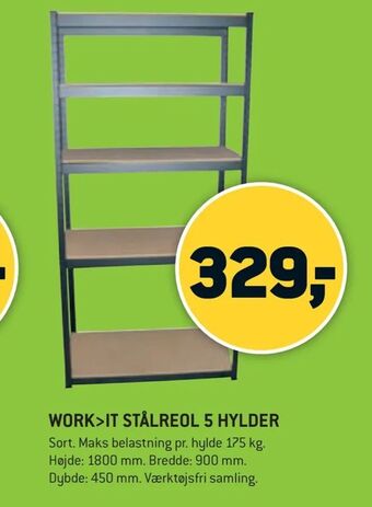 XL-BYG Work>it stålreol 5 hylder tilbud