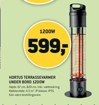 XL-BYG Hortus terrassevarmer under bord 1200w tilbud