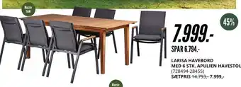 My Home Larisa havebord med 6 stk. apulien havestol tilbud