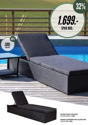 Petras Relax solseng el. Mirina sidebord m. Glasplade