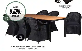 My Home Latina havebord m. 6 stk. cannes havestole tilbud