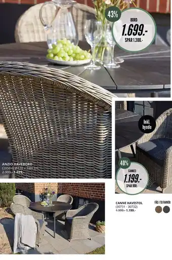 My Home Anzio havebord el. canne havestol tilbud