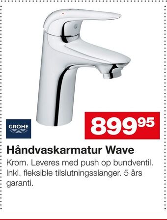 Bauhaus Håndvaskarmatur Wave tilbud