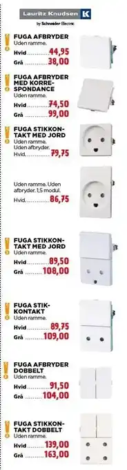 jem & fix Fuga afbryder, afbryder m. korrespondance, m. jord, stikkontakt el. afbryder dobbelt tilbud