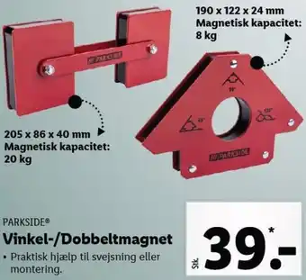 Vinkel-/Dobbeltmagnet 20 kg, 8 kg