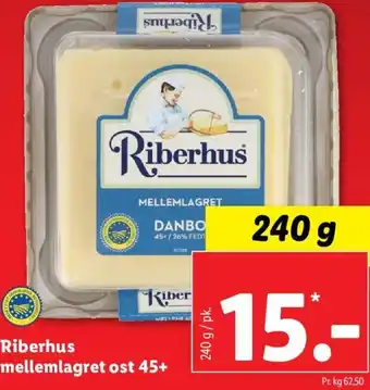 Lidl Riberhus Mellemlagret Ost 45+ 240g tilbud