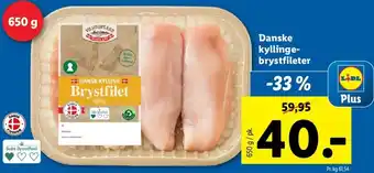 Lidl Danske Kyllingebrystfileter 650 g tilbud