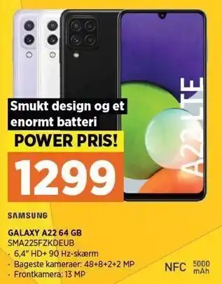 Power Galaxy A22 64 GB tilbud