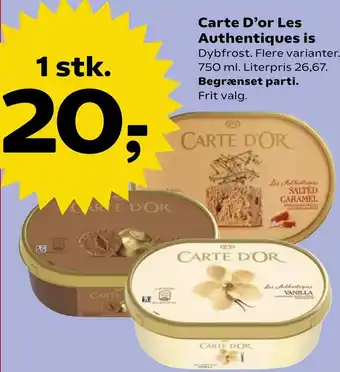 SuperBrugsen Carte D'or Les Authentiques Is 750 ml tilbud