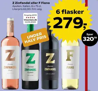 SuperBrugsen Z Zinfandel Eller f Fiano 6x75 cl. tilbud