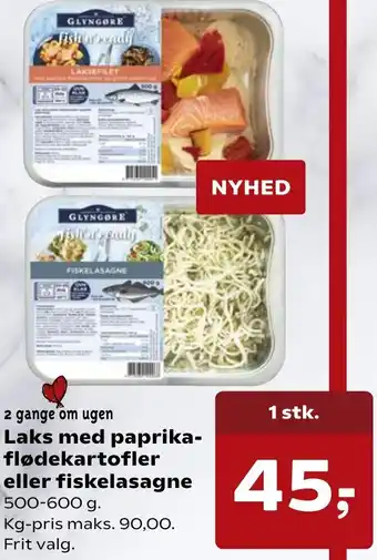 SuperBrugsen Laks Med Paprika Flødekartofler Eller Fiskelasagne 500-600 g tilbud