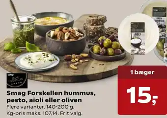 SuperBrugsen Smag Forskellen Hummus, Pesto,Aioli Eller Oliven 140-200 g tilbud