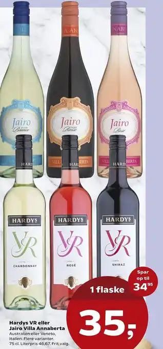 SuperBrugsen Hardys Vr Eller Jairo villa Annaberta 75 cl tilbud