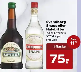 SuperBrugsen Svendborg Snaps Eller Halvbitter 70 cl tilbud