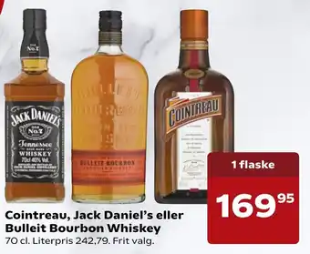 SuperBrugsen Cointreau,Jack Daniel's Eller Bulleit Bourbon Whiskey 70 cl tilbud
