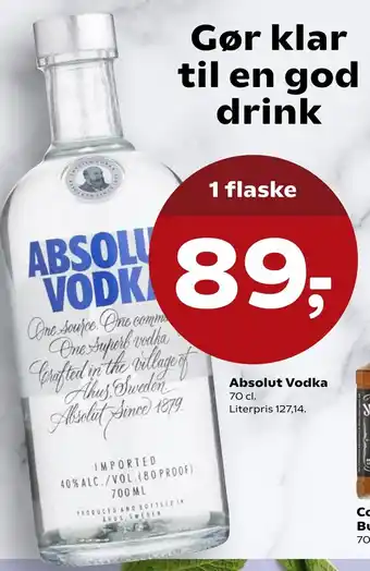 SuperBrugsen Absolut Vodka 70 cl tilbud