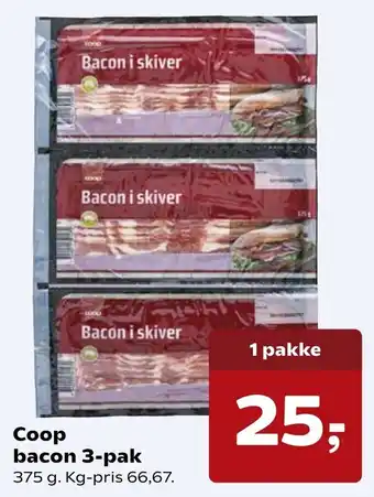 SuperBrugsen Coop Bacon 3-Pak 375 g tilbud