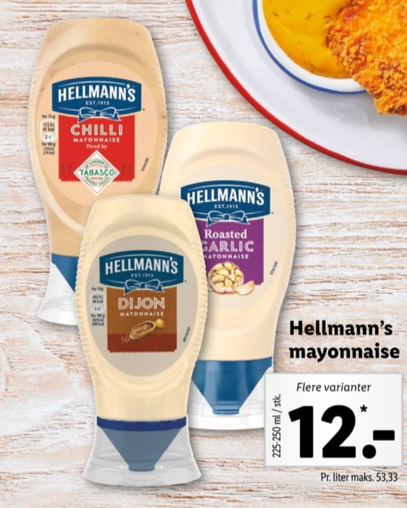 Hellmanns mayonnaise tilbud hos Lidl