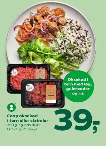 Coop 365 Coop oksekød i tern eller strimler tilbud