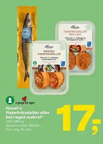 Coop 365 Havet's fiskefrikadeller eller hel røget makrel tilbud