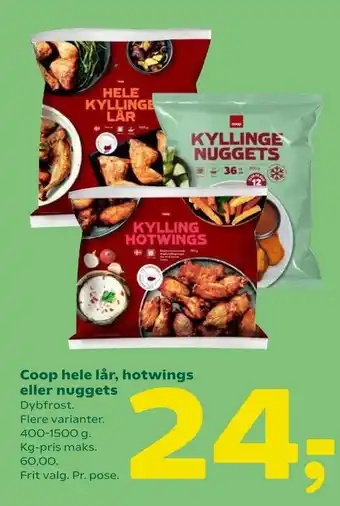 Coop 365 Coop hele lår, hotwings eller nuggets tilbud