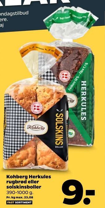 Netto Kohberg Herkules rugbrød eller solskinsboller tilbud